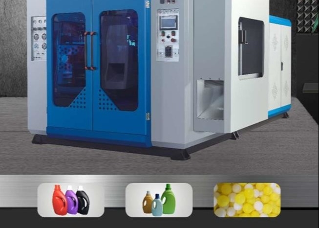 Detergent Bottle Extrusion Blow Molding Machine 3 Head , 5l Bottle Water Blowing Machine